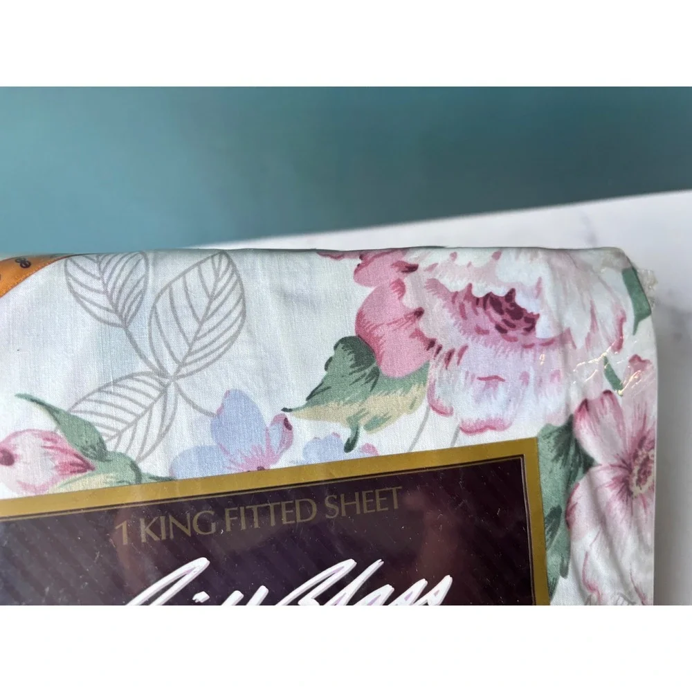 Bill Blass Springmaid King Fitted Sheet Romance Rose Floral Percale Vintage NEW